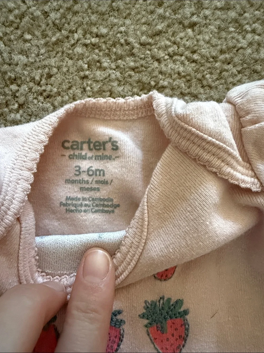 Carter’s Baby Pink Strawberry Print One-Piece Bodysuit